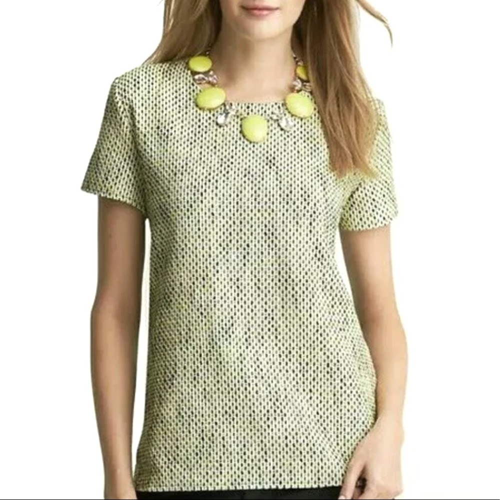 Banana Republic Yellow & Black Tweed Top